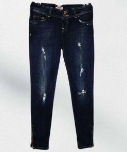 Pantalon En Jean-Couleur Bleue Sombre-Marque BERSHKA-Qualité 100%Coton-Pour Femme-Taille De 36 à 38-Style Moderne-Ref:DEC202113044