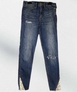 Pantalon En Jean-Couleur Bleue-Marque HOLLISTER CROP-Qualité Coton-Pour Enfant-Taille De 26 à 30-Style Ecole-Ref:DEC202113048