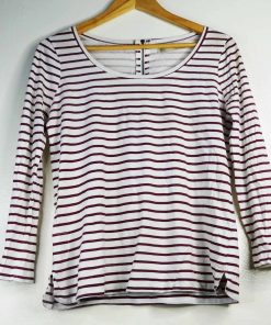 Pull-Couleur Blanche Rayée-Marque SFERA-Qualité Coton-Pour Femme-Taille 36 // 38-Style Boudi-Ref:1050071