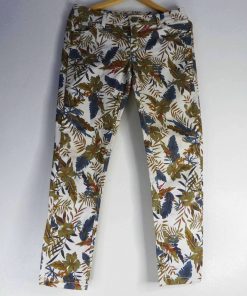 Pantalon En Jean-Couleur Multicolore-Marque ZARA-Qualité 100%Coton-Pour Homme et Femme-Taille 38-Style Hawaïen-Ref:1050604