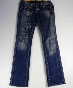 Pantalon En Jean-Couleur Bleue-Marque FAVELA-Qualité 100%Coton-Pour Femme-Taille De 36 à 38-Style Boyfriend-Ref:1050616