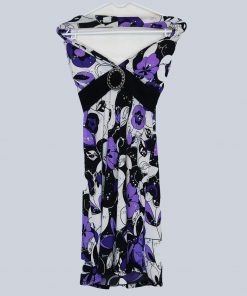 Robe-Couleur Blanche et Violette-Qualité Coton-Pour Femme-Taille 38-Style Soirée-Ref:S006