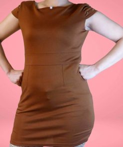 Robe-Couleur Marron-Marque INTERPHONE-Qualité Polyester-Pour Femme-Taille L-Style Tendance-Ref:S007