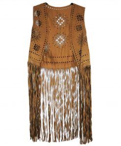 Gilet-Couleur Café-Marque AUTRES-Qualité Coton-Pour Femme-Taille Standard-Style Cowgirl-Ref:S143