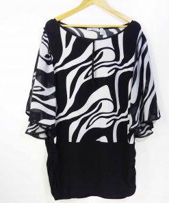Robe-Couleur Blanche et Noire-Marque PUNTY ROMA-Qualité Polyester-Pour Femme-Taille XL-Style Soirée-Ref:1060152