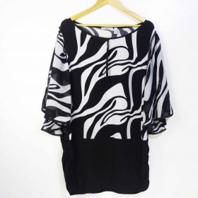 Robe-Couleur Blanche et Noire-Marque PUNTY ROMA-Qualité Polyester-Pour Femme-Taille XL-Style Soirée-Ref:1060152