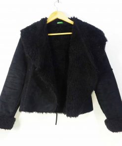 Jacket-Couleur Noire-Marque UNITED COLORS-Qualité Polyester-Pour Femme-Taille 38,39,40,41-Style Fourrure-Ref:1060213