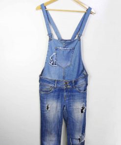Salopette En Jean-Couleur Bleue-Marque BERSHKA-Qualité Coton-Pour Homme,Femme-Taille M-Style Boyfriend-Ref:1060234