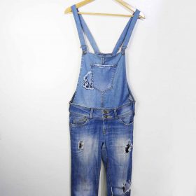 Salopette En Jean-Couleur Bleue-Marque BERSHKA-Qualité Coton-Pour Homme,Femme-Taille M-Style Boyfriend-Ref:1060234