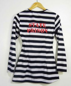Robe-Couleur Blanche et Noire-Marque LEG AVENUE-Qualité 100%Polyester-Pour Femme-Taille M,L-Style Style Prison-Ref:1060479