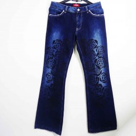 Pantalon En Jean-Couleur Bleue-Marque FIORUCCI-Qualité 100%Coton-Pour Femme-Taille 37,38-Style Vintage-Ref:1060503