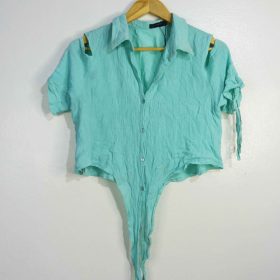 Mini-Hot-Couleur Turquoise-Marque ZARA-Qualité 100%Coton-Pour Femme-Taille 38,39,40,41,42,43,44-Style Hot-Ref:1060635