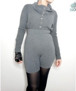 Salopette-Short-Couleur Grise Sombre-Marque ONYX-Qualité Coton-Pour Femme-Taille S, M, L-Style Sortie-Ref:Y0053