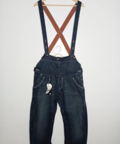 Salopette En Jean-Couleur Noire-Marque LEE WORKS OF DENIM-Qualité 100%Coton-Pour Femme-Taille S, M-Style Boyfriend-Ref:Y0185